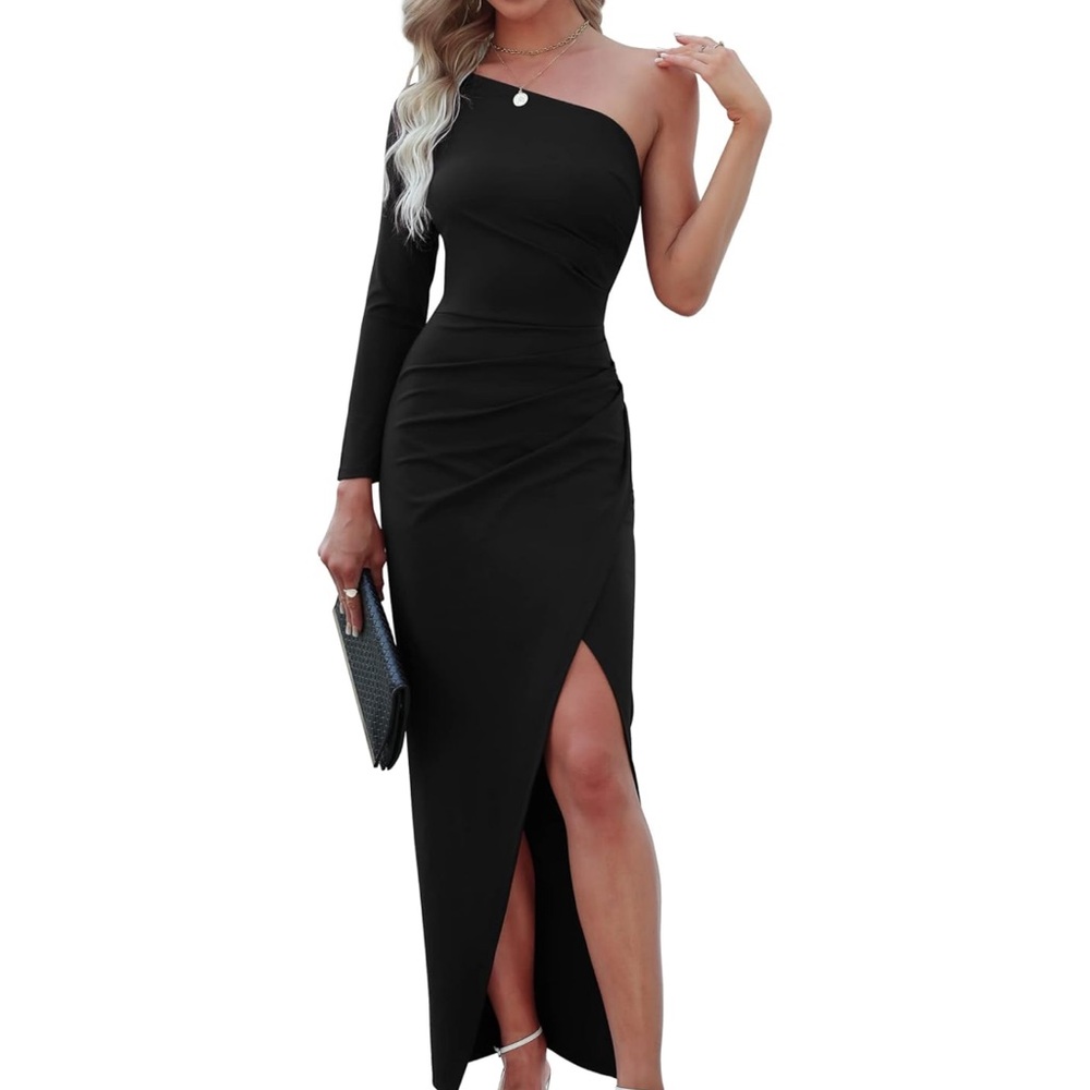 Elegant Black One-Shoulder Dress